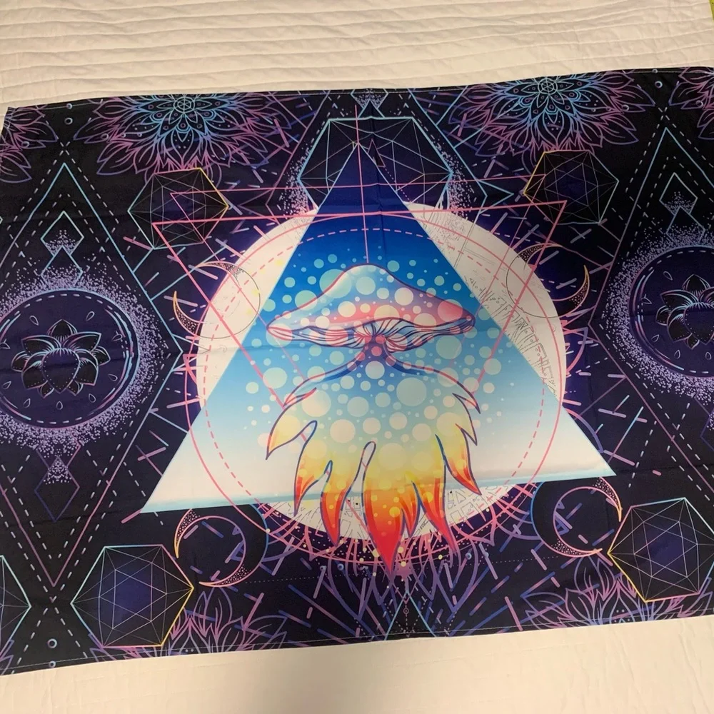 Jellyfish Fire Flame Tapestry geometric space alien digital lotus ocean sea anim